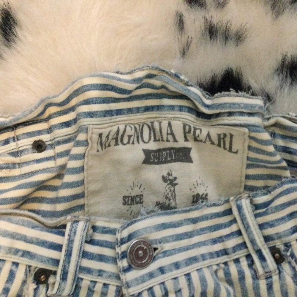 Magnolia Pearl Railroad Stripe Distressed Jeans